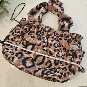 Leopard Print Gathered Shoulder Bag in Brown